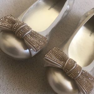 Gold party dress shoes ballet flats